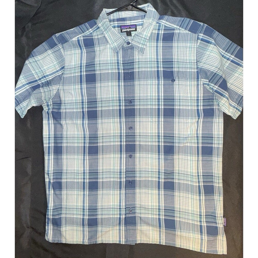 Patagonia Puckerware Men’s L Plaid Short Sleeve Shirt Organic Cotton STY53004